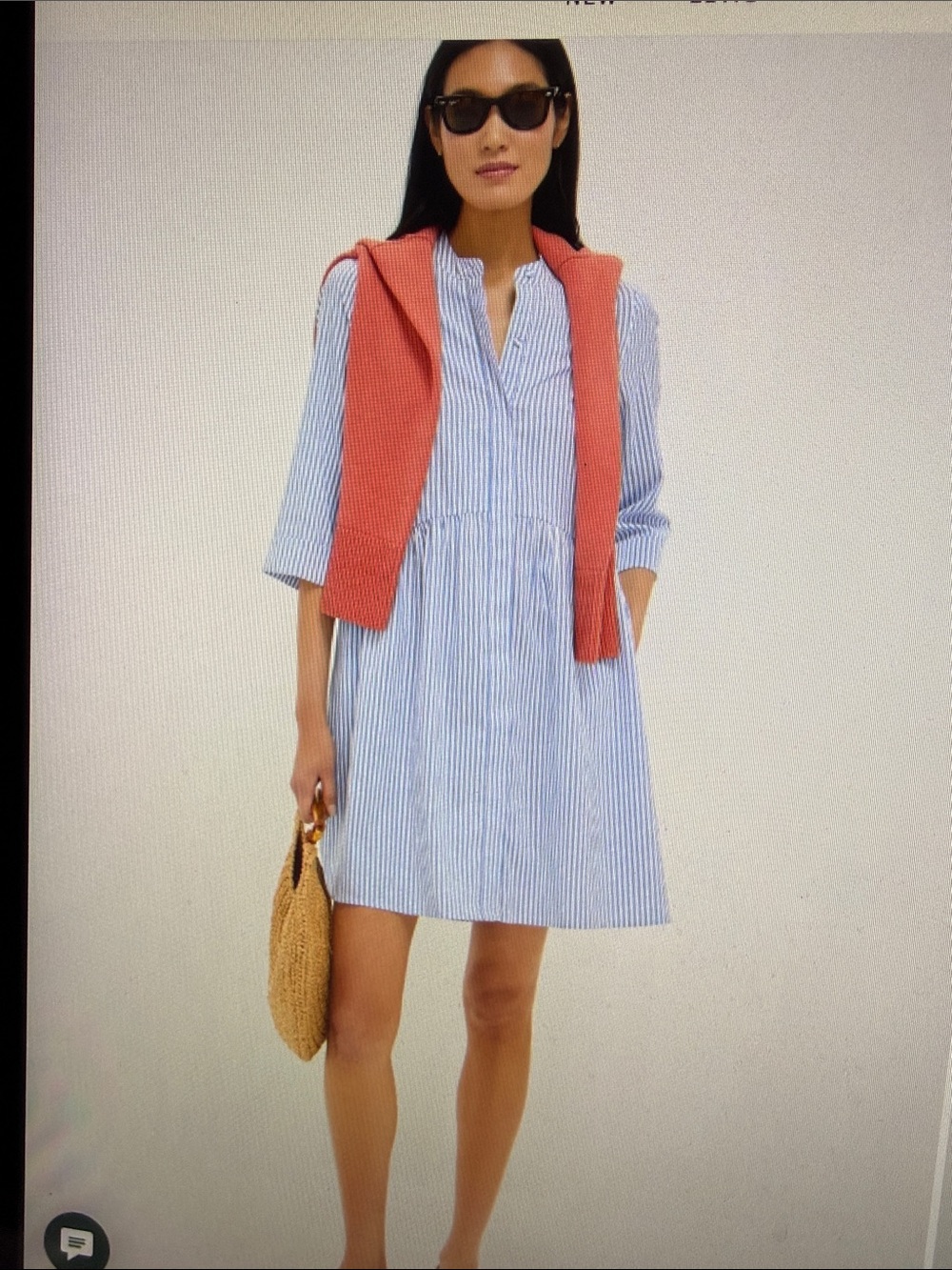 NWOT Tuckernuck BlueWhiteStriped Royal Shirt Dress Preppy Boxy Mandarin Collar M